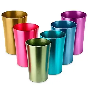 6Pcs Aluminum Tumblers Metal Cups - Ball Aluminum Cups 16 Oz Metal Tumblers Set Wine Tumbler Cup Metal Cups For Drinking - Aluminum Cups for Drinks Colored Drinking Glasses Water Glasses Set of 6