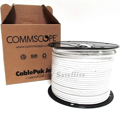 CommScope F677TSVV RG 6 Type 77% Braid Trishield Video Coaxial Cable White Jacket 500 ft Made in USA