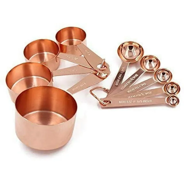 Smithcraft Measuring Cups and Spoons Set, Copper Measuring Cups and Spoons Set, Stainless Steel Measuring Cups and Spoons, Copper Plated Measuring Cups Spoons, 6 Measurer cups, 7 Measurement Spoons