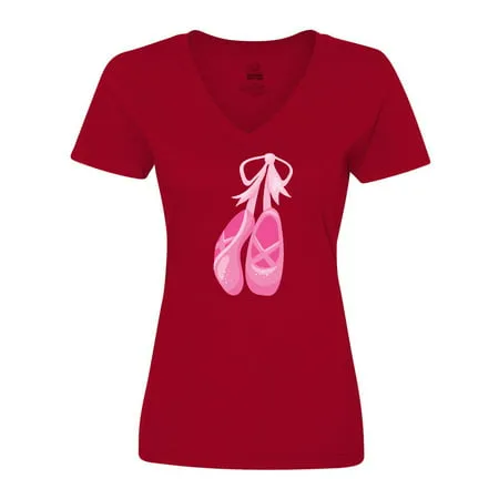 Inktastic Ballet Shoes Ballet Slippers Ballet Dance - Pink Women s V-Neck T-Shirt