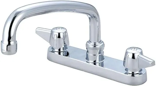 Central Brass 0125-A Two Handle 6" Installation Cast Brass Kitchen Faucet Chrome Commercial Quality Easy Installation