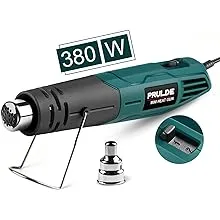 PRULDE Mini Heat Gun, 380W 2-Temp 480°F-850°F (250°C-450°C) Fast Heat Hot Air Gun with 6.56Ft Cord & Reflector Nozzle for Crafting, Vinyl Wrap, Embossing, Shrink Tubing/Wrapping, Epoxy Resin