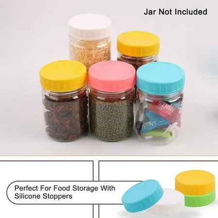 Mason Jar Lids Wide Mouth Canning Jars Lids Top Green Sky Blue White Yellow 24 pack