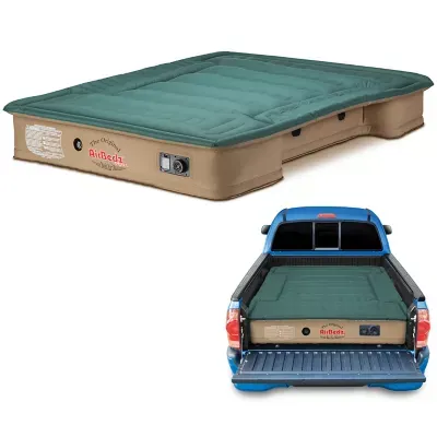 Pittman Outdoors AirBedz Pro3 Full Size Short Truck Bed Air Mattress, Tan - 6-6.5' Long, Built-in DC Air Pump