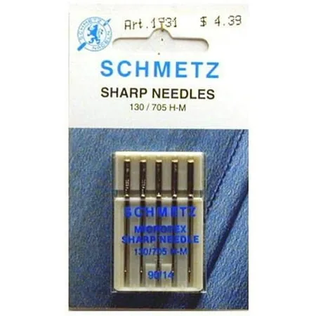 25 Schmetz Microtex Sharp Sewing Machine Needles 130/705 H-M Size 90/14