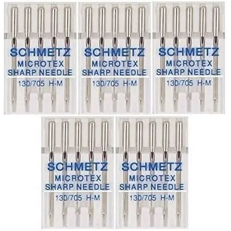 25 Schmetz Microtex Sharp Sewing Machine Needles 130/705 H-M Size 60/8