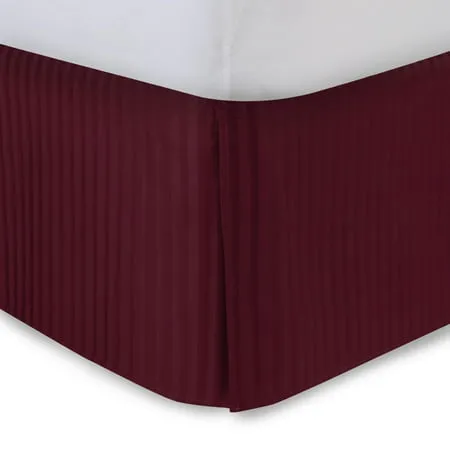 Burgundy Bed Skirt Twin XL Bed Skirt 18 Inch Drop Tailored/Pleated Striped Bedskirt Dust Ruffle with Split Corners and Platform Solid Poly/Cotton 300TC Fabric