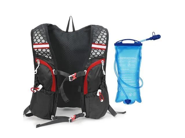 Waterproof Running Hydration Vest, 5.5L Breathable Running Hydration Pack with 2L TPU Water Bladder, 6.0 oz Lightweight