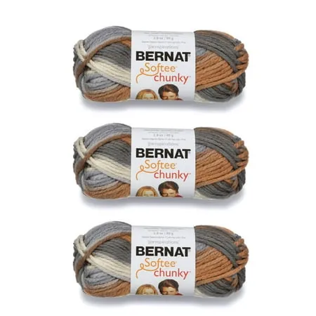 Bernat Softee Chunky Stillness Yarn - 3 Pack of 80g/2.8oz - Acrylic - 6 Super Bulky - 77 Yards - Knitting, Crocheting & Crafts