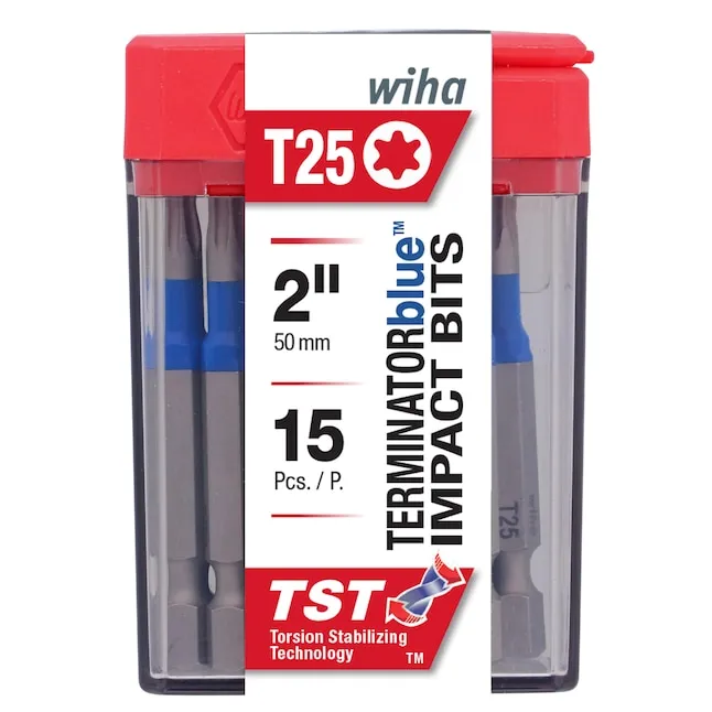 Wiha Tools 70260 TerminatorBlue Impact Bit Torx T25 - 2 Inch - 15 Pack