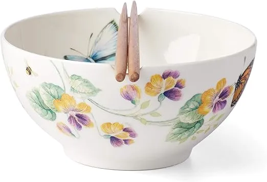 Lenox Butterfly Meadow Bowl & Chopsticks, 1.65 LB, Multi