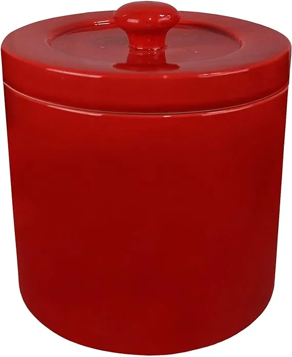 Blue Donuts Red Grease Jar with Strainer and Spout