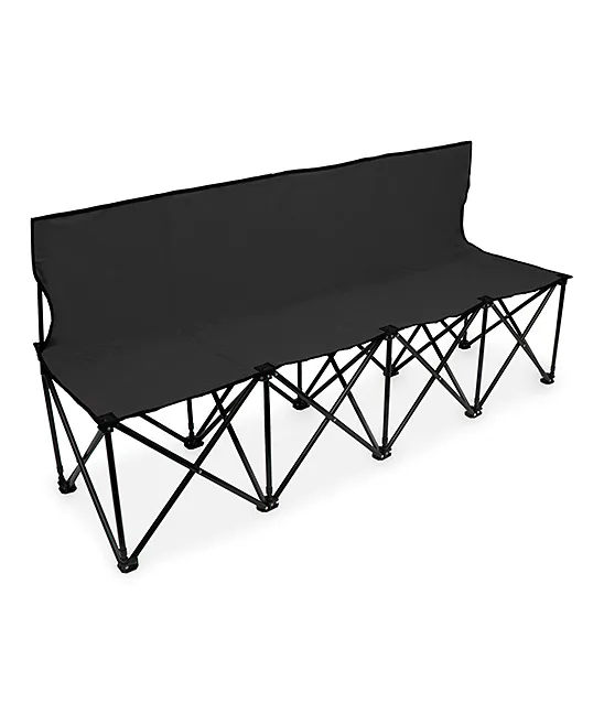 BryBelly Camp Furniture Black - Black 6' Folding Back Bench