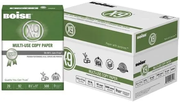 Boise X-9 Multi-Use Copy Paper, 92 Brightness, 20 lb, 8 1/2 x 11, White, 5000 Sheets/Carton OFFICE SUPPLY PRODUCTS
Title Generator