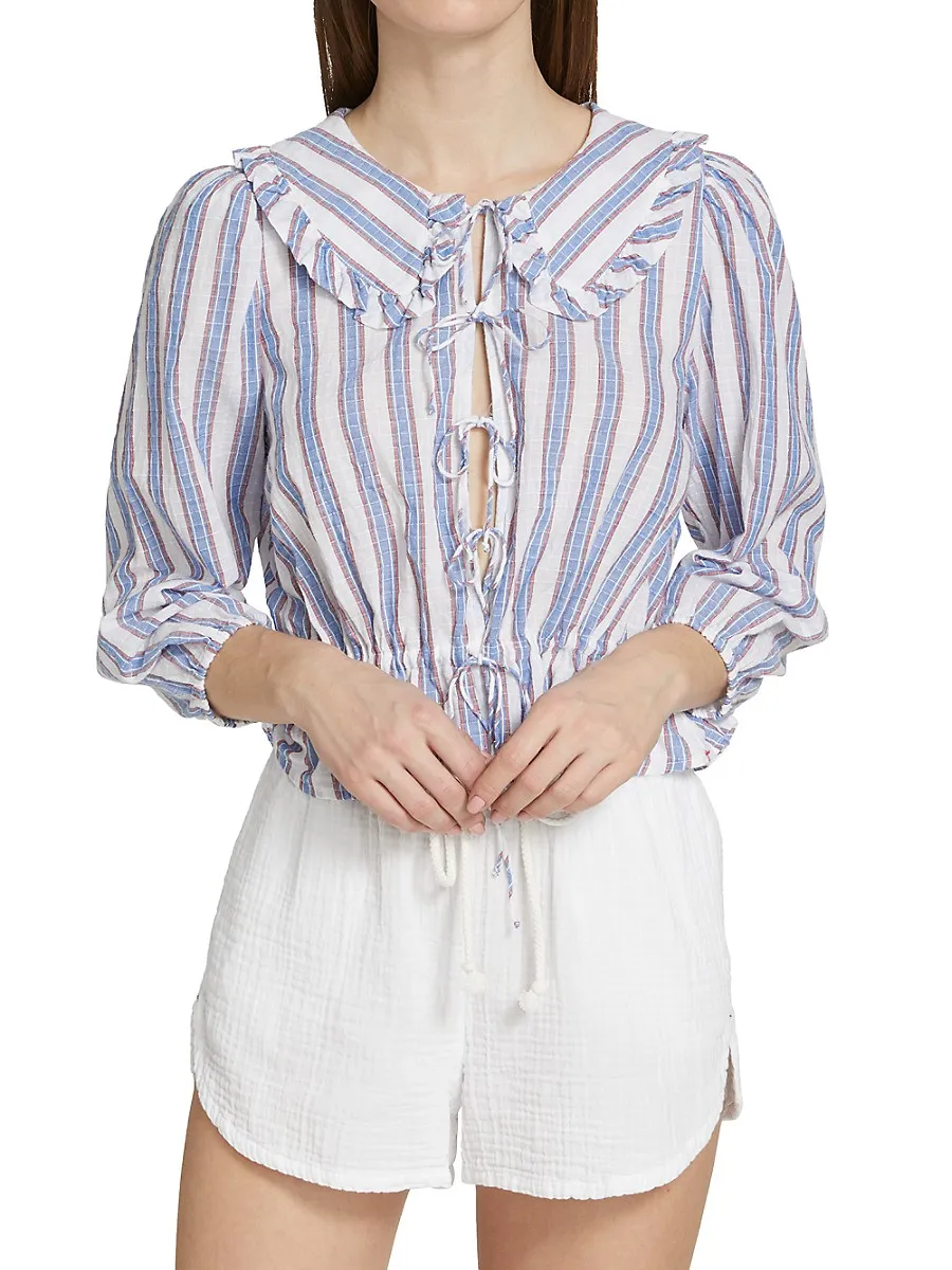 Lulu Striped Tie-Front Top