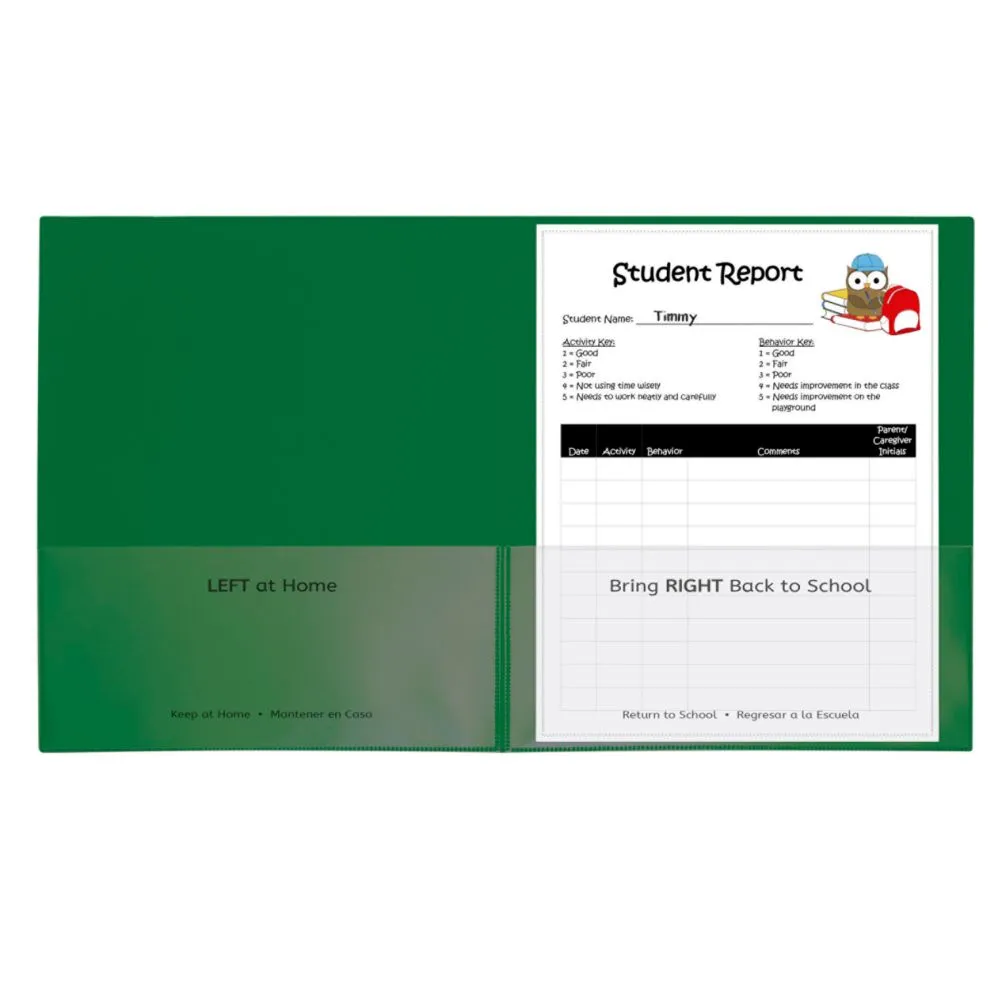 C-Line Classroom Connector School-To-Home Folders, Green, Box of 25