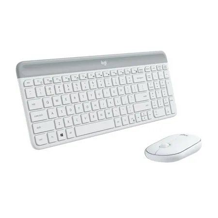 Logitech MK470 Slim Wireless Keyboard and Mouse Combo - Modern Compact Layout, Ultra Quiet, 2.4 GHz USB Receiver, Plug n' Play Connectivity, Compatible with Windows - Off White