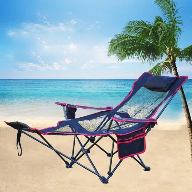 Camping Lounge Chair  Portable Camping Chair with Footrest  Folding Reclining Camping Chair Storage Bag & Headrest  Mesh Recliner Weight capacity up to 330lbs.