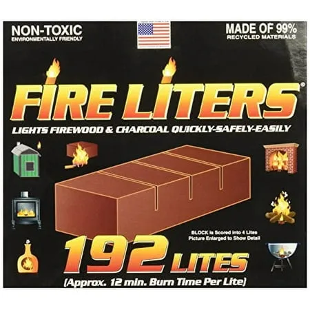 Fire Liters Wood Fiber Fire Starter, 192 Pack