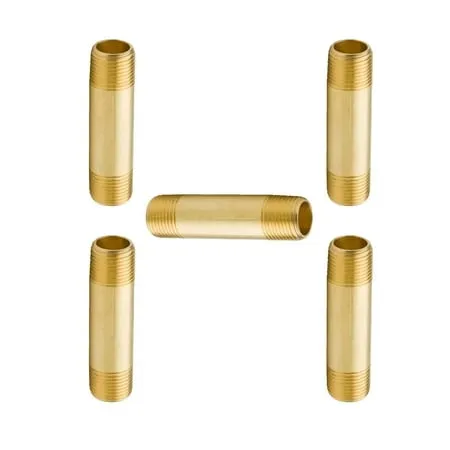 LTWFITTING Red Brass Pipe Fitting, Nipple, 3/4" NPT Male X 5" Length (Pack of 2)