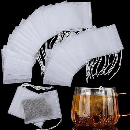 300PCS Disposable Tea Filter Bags with Drawstring | 100% Natural & Safe Loose Leaf Tea Empty Tea Bags, 1-Cup Capacity