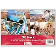 Glossy Photo Paper, 4 x 6 inch, 200 Sheets, by Better Office Products, 200 gsm, 4 x 6, 200-Count Pack