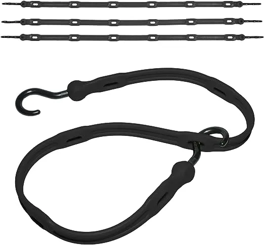 The Perfect Bungee, Adjust A Strap (4 Pack) - Premium USA Made Adjustable Bungee Cords with Hooks (36 Inch) - Heavy Duty, Durable, All Weather, Up to 2x Stretch - Ideal for Garage and Outdoors - Black