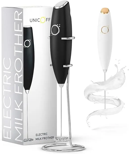 Unicoff Black Milk Frother - Premium Frothing Power for Perfectly frothed Milk