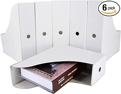  White Magazine Holder(6 Pack) Cardboard Magazine File Holder-Folder 