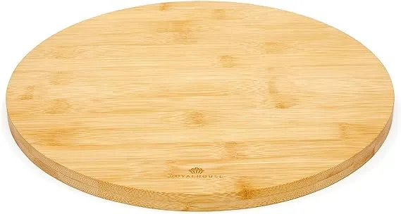 RoyalHouse Natural Bamboo Round Cutting Board for Kitchen, Chopping Boards for Meat & Vegetables, Cheese and Charcuterie Board, Serving Tray, 11.8" Round 0.6" Thick