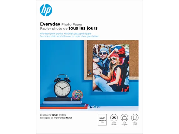 HP Everyday Photo Paper, Glossy, 8.5x11 in, 25 sheets (Q5498A)