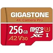 [5-Yrs Free Data Recovery] Gigastone 256GB Micro SD Card, 4K Camera Pro MAX, A2 V30 MicroSDXC Memory Card for Smartphone, Gopro, Action Cams, 4K UHD Video, Up to 130/85 MB/s, UHS-I U3 C10 with Adapter