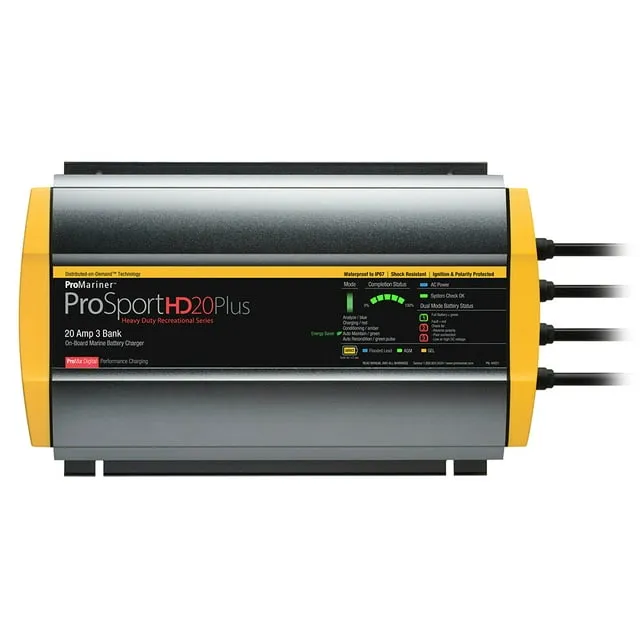 ProMariner 44021 ProSport HD Waterproof Marine Battery Charger, 20 Amp, 3 Bank