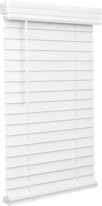 Lotus & Windoware Cordless, 2 inch Faux Wood Blind, 11" Wide x 72" Long, Smooth, Bright White