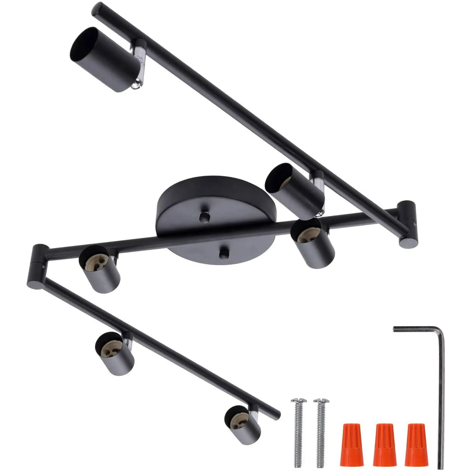 6-Light Adjustable Dimmable Track Lighting Kit Flexible Foldable Arms Matt Black