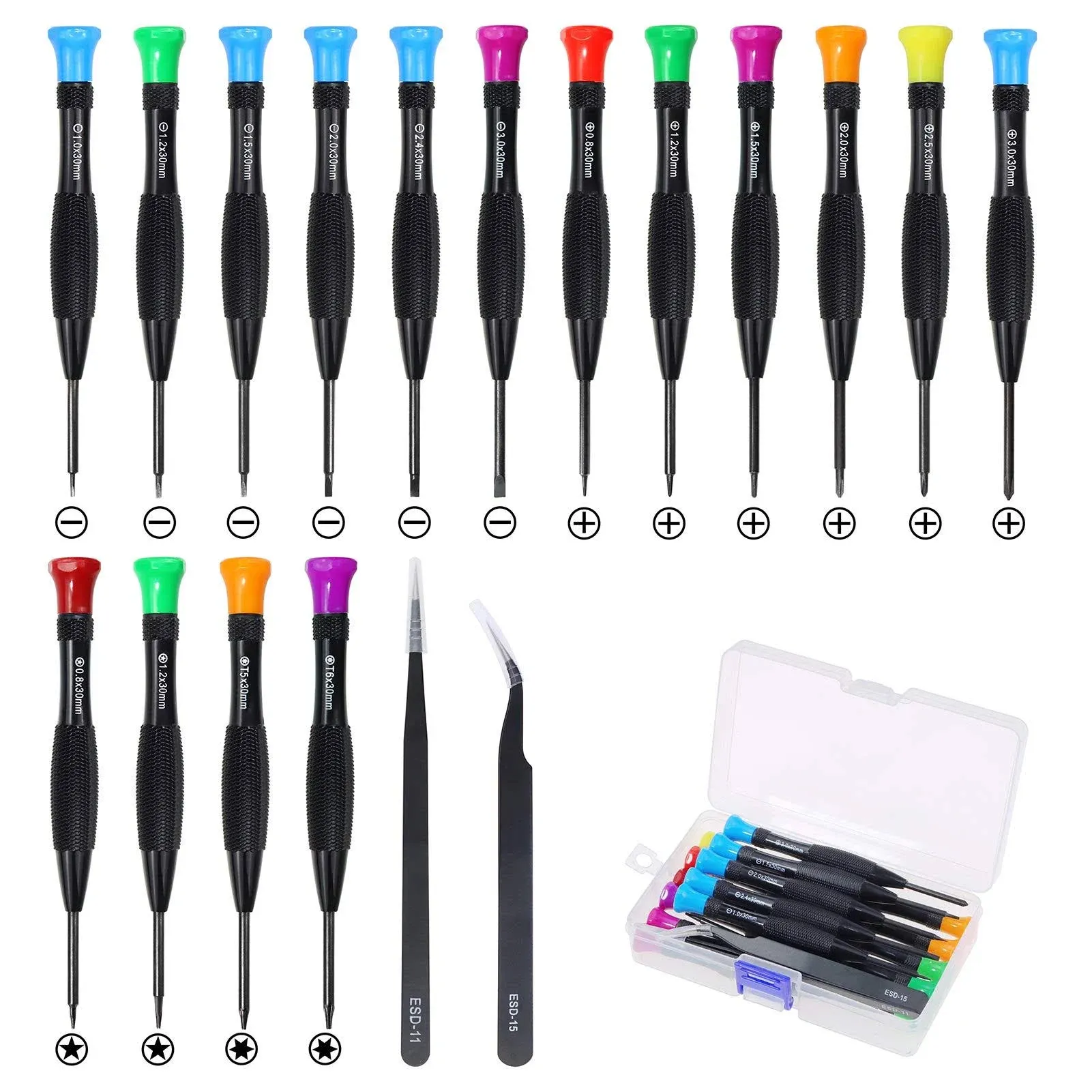 Screwdriver Set,Magnetic Mini Screwdriver W/Flat Phillip Star Screwdrivers,1<wbr/>8 Pc