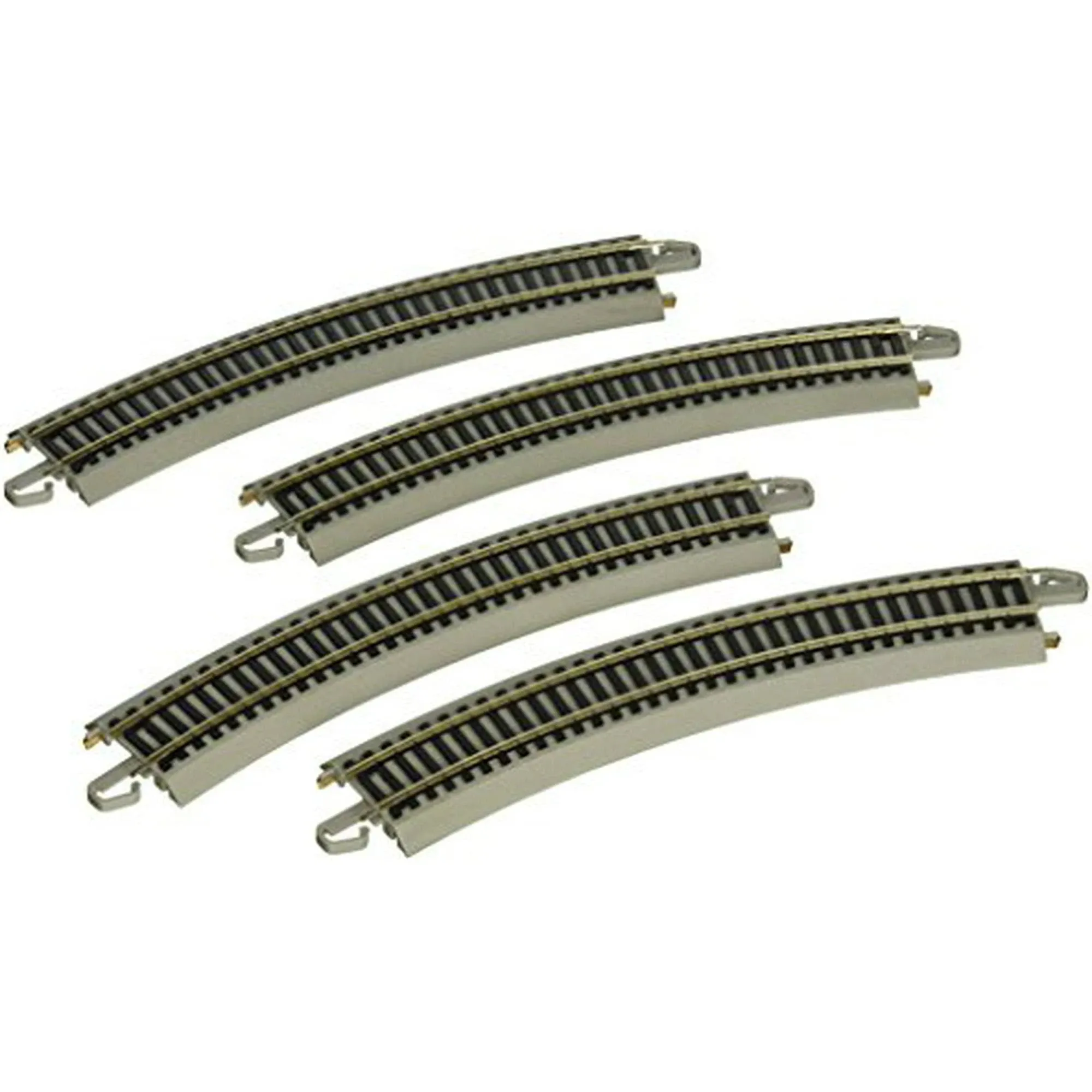 Bachmann Trains E-Z TRACK REVERSING 18" RADIUS CURVED (4/card) - NICKEL SILVER Rail With Grey Roadbed - HO Scale