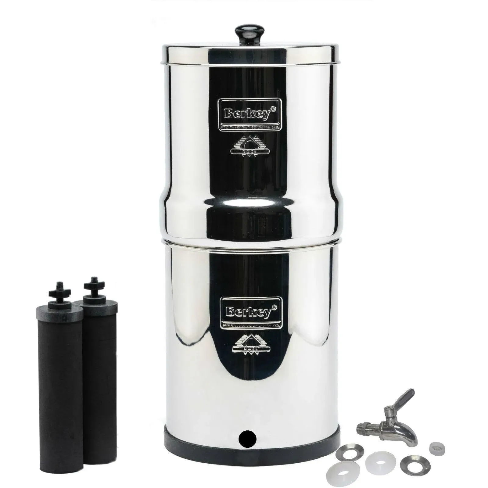 Big Berkey Gravity-Fed Stainless Steel Countertop Water Filter System 2.25 Gallon with 2 Authentic Black Berkey Elements BB9-2 Filters