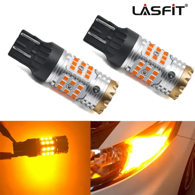 LASFIT 7443CK LED Bulb 7443NA 7444NA with CK Socket CANBUS Anti Hyper Flash LED Turn Signal Light Bulb, Plug & Play, Amber Only(Pack of 2)