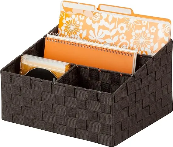 Honey-Can-Do OFC-03611 Woven Mail and File Desk Organizer, 12 x 10.25 x 7", Espresso Brown