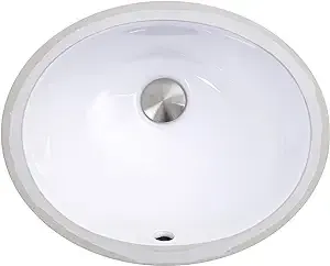 Nantucket Sinks UM-13x10-W 13-Inch by 10-Inch Oval Ceramic Undermount Vanity Sink, White