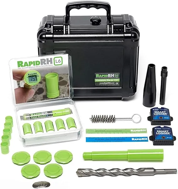 Rapid RH L6 Concrete Moisture Test Starter Kit+ (Fahrenheit) | Accurate ASTM F2170 Compliant Concrete Testing Kit for Contractors & Flooring Installers