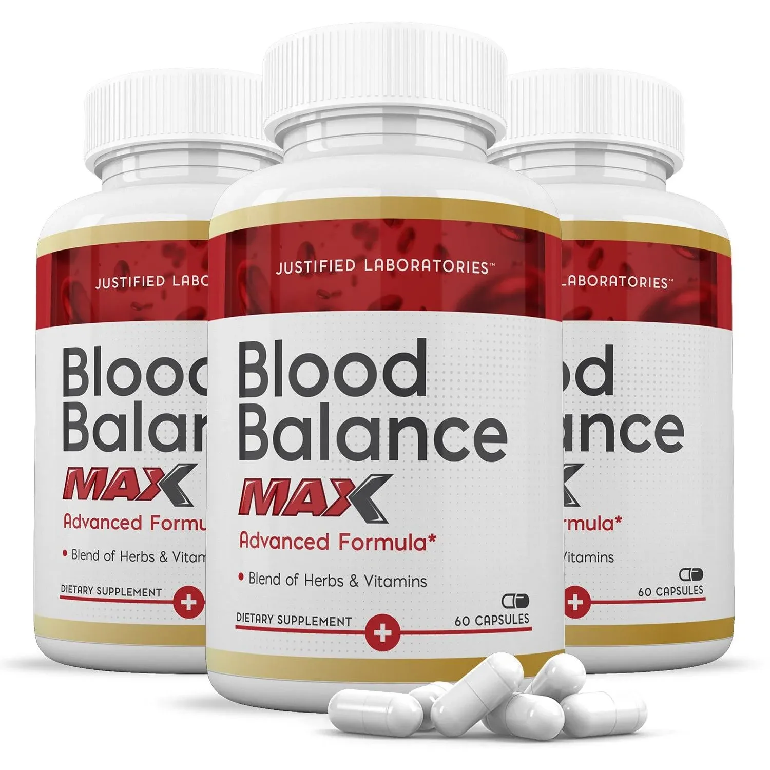 Justified Laboratories (3 Pack Blood Balance Max 1295MG Formula Supplement Pills 180 Capsules