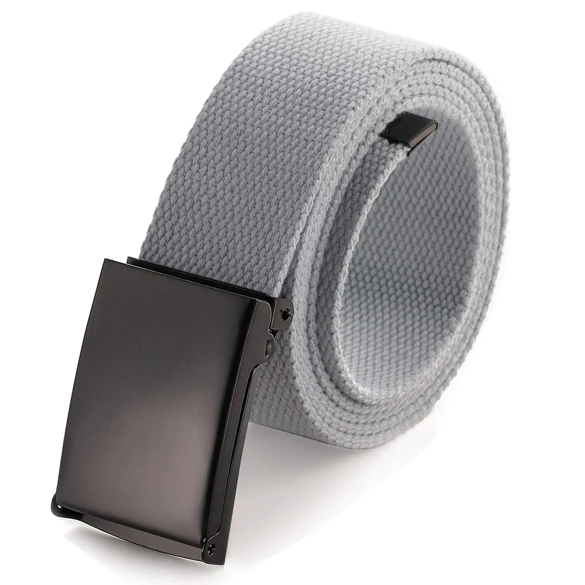 Cut to Fit Canvas Web Belt Size Up to 52" with Flip-Top Solid Black Military BUC