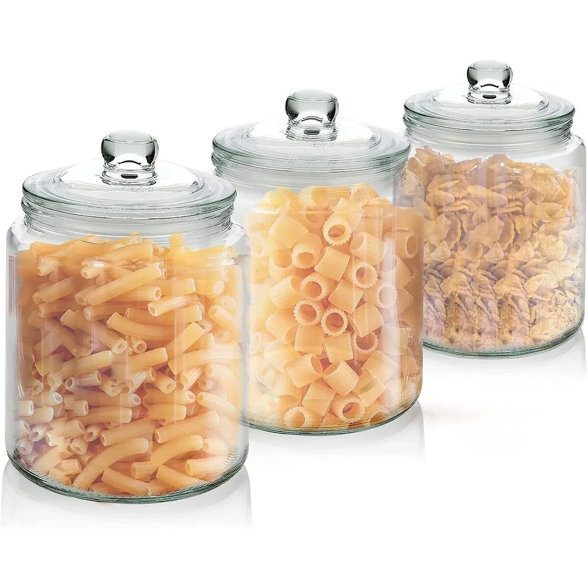 Glass Jar with Lid Clear Airtight Glass Storage Cookie Jar for Flour, Pasta, Candy, Dog Treats, Snacks & More