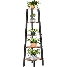 Corner Shelf, 5-Tier Bookshelf, Plant Stand, Wood Look Accent Bookcase Furniture