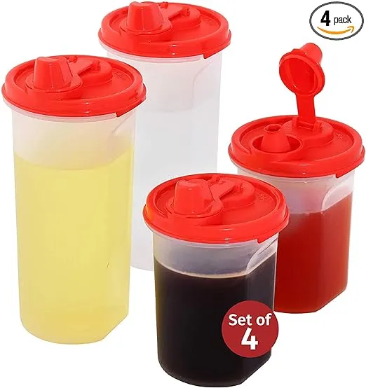 SIGNORA WARE NON-DRIP SPOUT Olive Oil dispenser bottle, Airtight Leakproof Oil Dispenser for kitchen, Wide mouth Easy Fill Oil and Vinegar Dispenser, Set of 4, 2-15 & 2-21 oz.