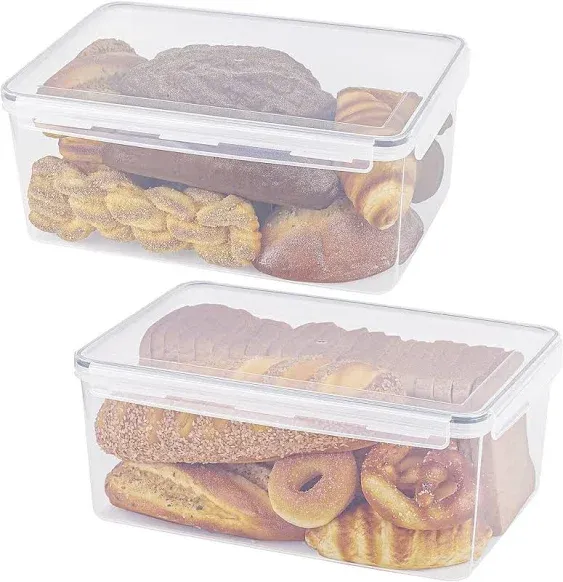 2 Pack Large Bread Box for Kitchen Countertop, Airtight Bread Storage Container