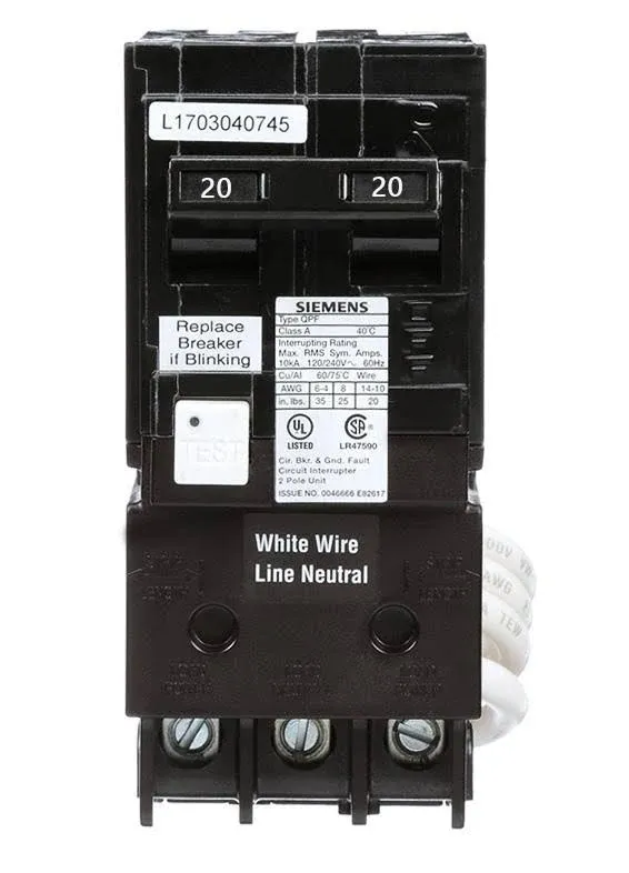 QF220A - Siemens - 20 Amp GFCI Circuit Breaker