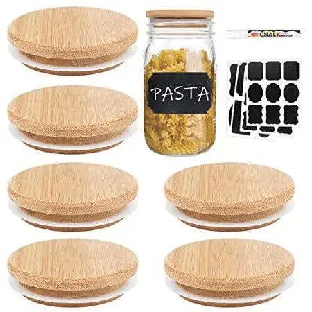 Mason Jar Lids with Straw Hole, Bamboo Lids for Beer Can Glass, CNVOILA ECO Reusable Bamboo Mason Jar Lids for Regular Mouth Mason Jar with 2 Reusable Stainless Steel Straw